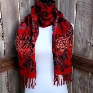 MERONA Red Floral Winter Scarf (EUC)